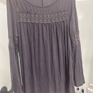 Purple Long Sleeve Lace Top